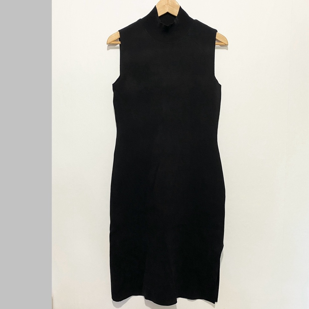House of Harlow 1960 Sleeveless Mock Neck Bodycon Midi Dress Black Large Stretch